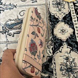 Pink and Red Artistic Wallet with Floral Design